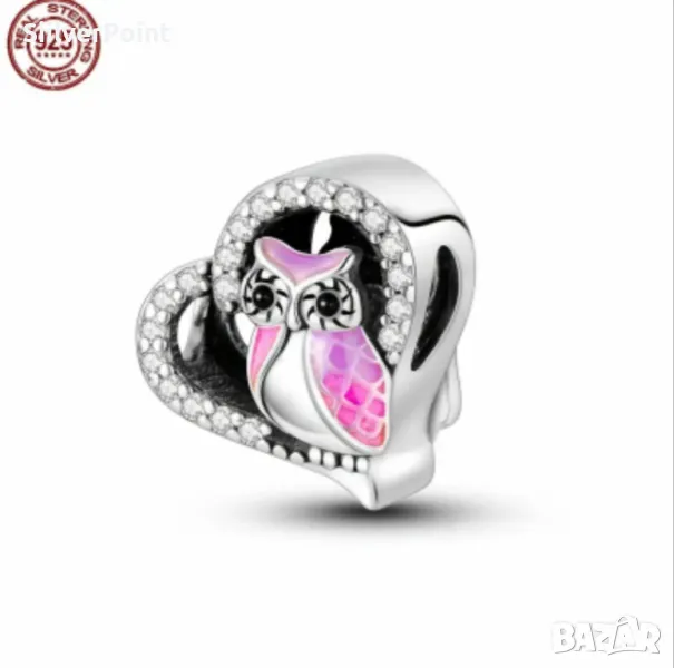 Сребърен талисман за Пандора Бухал, снимка 1