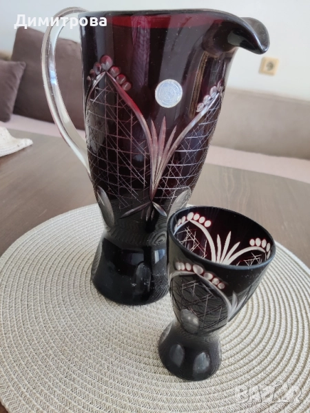 Сервиз за вино рубинено червен кристал , снимка 1