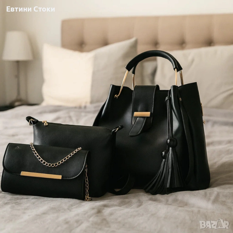 Бохо комплект от 3 черни чанти - стил и практичност, снимка 1