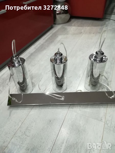 Спот троика метал и стъкло  -3х40w, снимка 1