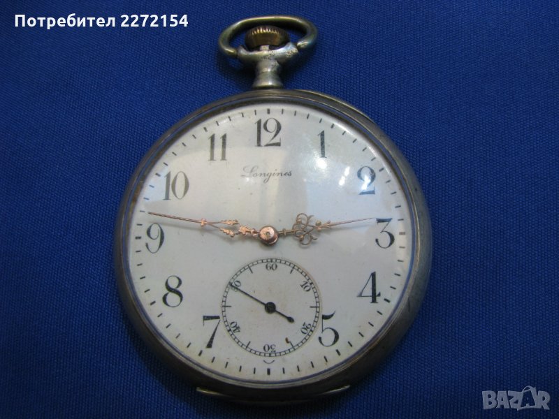 Сребърен джобен часовник Longines, снимка 1