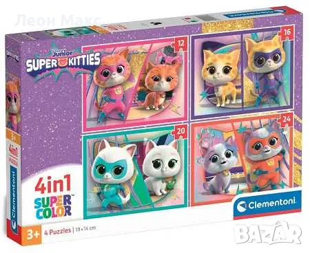 Пъзел CLEMENTONI 4 в 1 Super Kitties, снимка 1