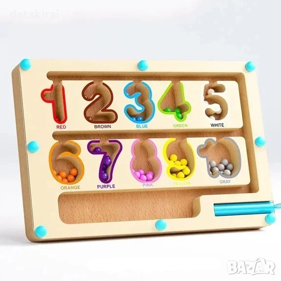 Дървен магнитен лабиринт - сортер за цветове, снимка 1