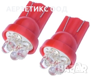 КРУШКА T10 W5W 12V 4LED ЧЕРВЕНА, снимка 1