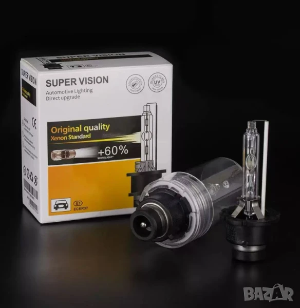 XENON крушки SUPER VISION D2S 6000K +60% светлина – Quartz стъкло, снимка 1