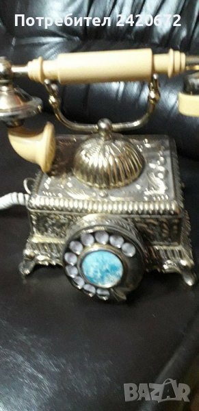 Ретро  телефон  с позлата, снимка 1