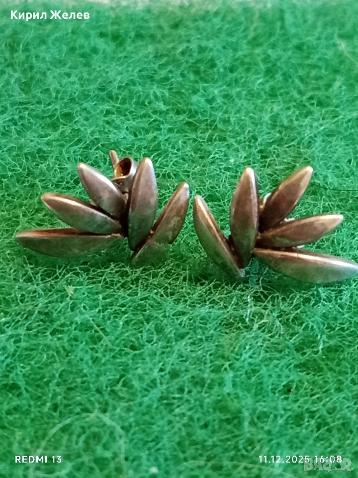 ЕЛЕГАНТНИ СРЕБЪРНИ ОБЕЦИ във ФОРМАТА на РАЗЦЪФНАЛ ЛОТУС МАЙСТОРСКА ИЗРАБОТКА 26442, снимка 1