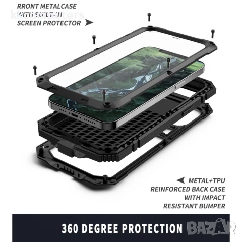 Apple iPhone 12 Pro Max R-JUST Влагоустойчив Удароустойчив Калъф и Протектор Зашита 360 Градуса, снимка 5 - Калъфи, кейсове - 51121645