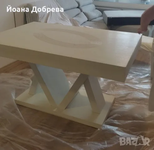 Дървена бяла трапезна маса, снимка 3 - Маси - 56408875