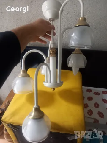 Полилей с 5 стъкла бял цвят, снимка 4 - Полилеи - 50419784