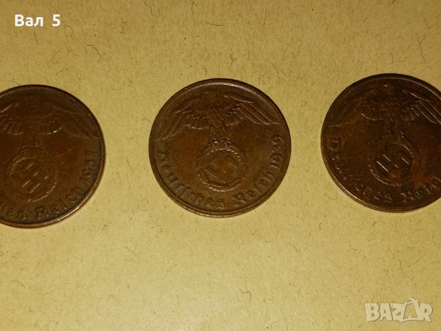 1 пфениг 1937 , 1938 и 1939 г . Германия , Трети райх - 3 бр, снимка 3 - Нумизматика и бонистика - 42597577