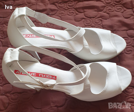 Бели летни официални обувки на ток, 42 размер!, снимка 7 - Дамски обувки на ток - 44792849