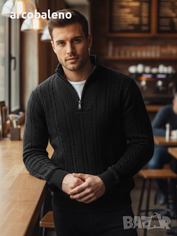 Мъжки пуловер с яка, 3цвята , снимка 2 - Пуловери - 53037279