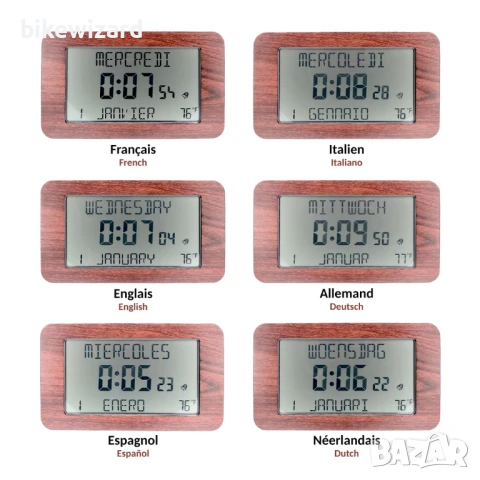 FISHTEC будилник с календар дата, ден, час, температура, 2 аларми НОВ, снимка 2 - Стенни часовници - 50766479