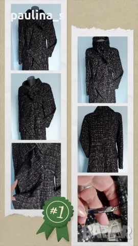 Karen Millen / Палто с висока яка и жабо / букле / вълна , снимка 3 - Палта, манта - 48793936