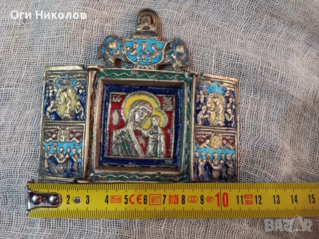 Старинна  руска царска  икона-триптих от XIX  век, снимка 10 - Антикварни и старинни предмети - 50998481