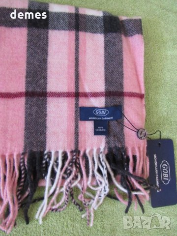  Нов кашмирен шал GOBI-розово, сиво и черно, Монголия, снимка 5 - Шалове - 34036234