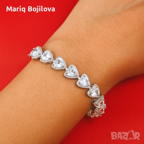 Гривна със сърчица и камъчета, снимка 4 - Гривни - 51459008