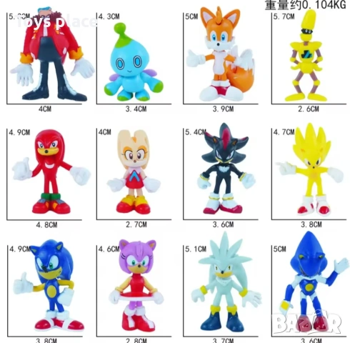 12 броя фигурки на Sonic The Hedgehog, Super Sonic Metal, Sonic Knuckles, Shadow Werehog Соник, снимка 3 - Фигурки - 51036147