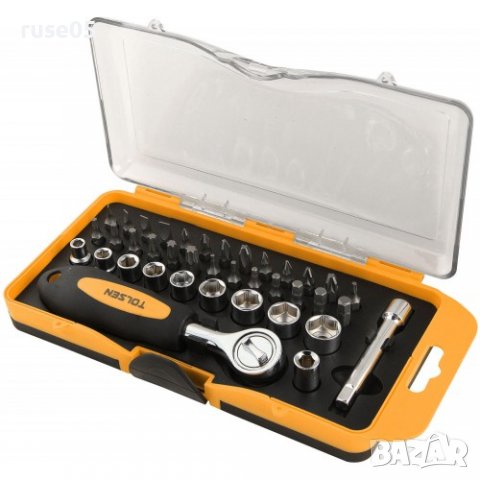 Комплект "TOLSEN" тресчотка с битове и вложки 38 части нов