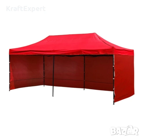 Червена Сгъваема градинска шатра 3×6м – голямо покритие, стабилна конструкция и водоустойчив плат, снимка 7 - Градински мебели, декорация  - 50484629
