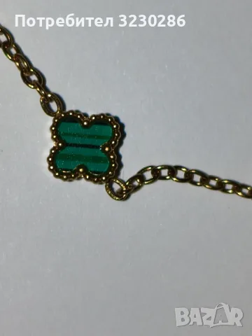 Van Cleef Ново колие stalnles stil -зелен камък, снимка 5 - Колиета, медальони, синджири - 55823494