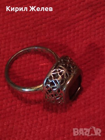 СТАРИНЕН МЕДЕН ПОЗЛАТЕН СКЪПОЦЕНЕН ПРЪСТЕН ЮВЕЛИРНА МАЙСТОРСКА ИЗРАБОТКА с ЧЕРЕН ОНИКС УНИКАТ 26803, снимка 5 - Антикварни и старинни предмети - 34831040