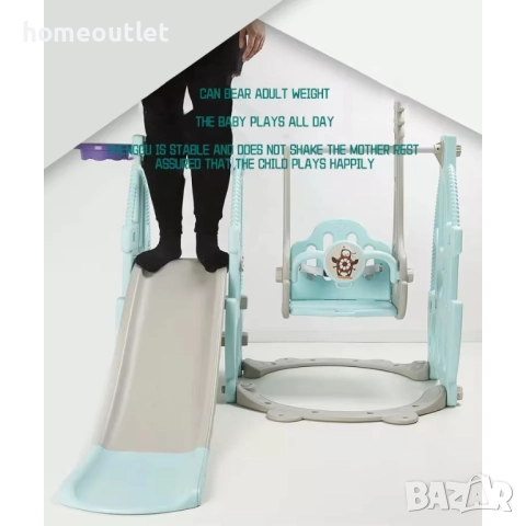 ПРОМОЦИЯ Детска пързалка 3-в-1 с люлка и баскетболен кош LY-HDCHT-01, снимка 4 - Други - 52751839