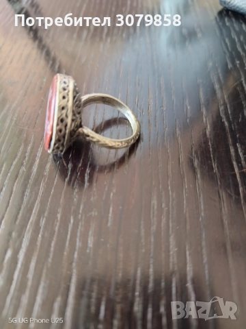 Пръстен с гема на карнеол, снимка 4 - Пръстени - 52810388