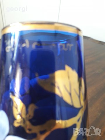 Стъклена цветна ваза с позлата , снимка 3 - Колекции - 31761666