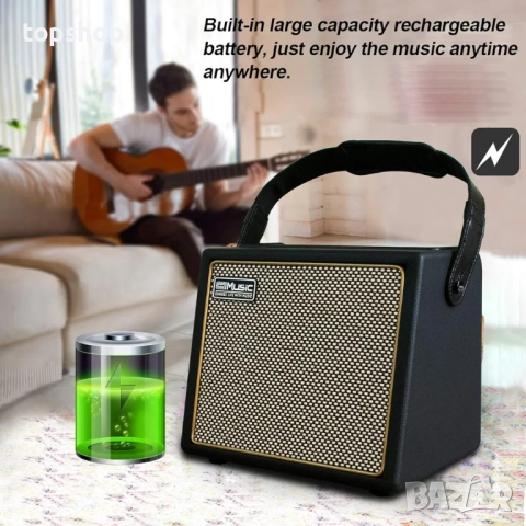 Чисто нов Coolmusic BP MINI усилвател за акустична китара, 30-ватов Bluetooth високоговорител..., снимка 4 - Други - 52083904