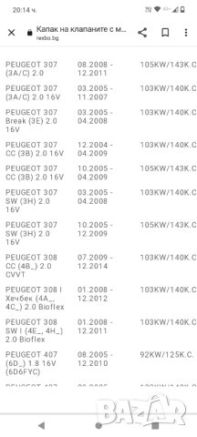 Капаци на клапаните за пежо и ситроен  с уплътнение, снимка 6 - Части - 42675202