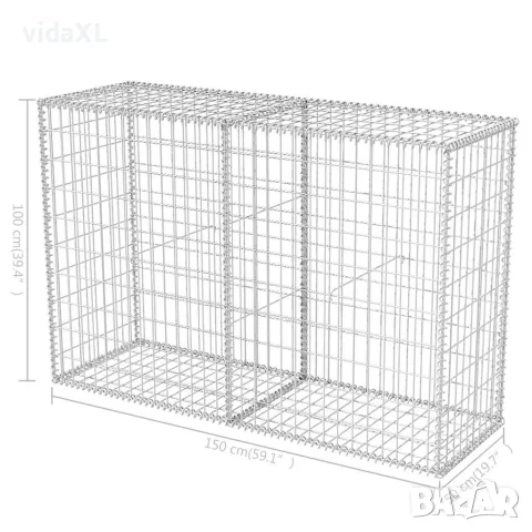 vidaXL Габионна кошница, стомана, 150x50x100 cм, снимка 7 - Огради и мрежи - 56146015