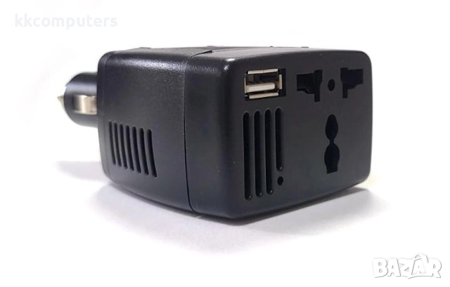 DC 12V към AC 220V / 110V инвертор за автомобил 75W, адаптер към контакт за ЕС/UK и USB 2.1 Черен Ба, снимка 7 - Зарядни за кола - 52176650