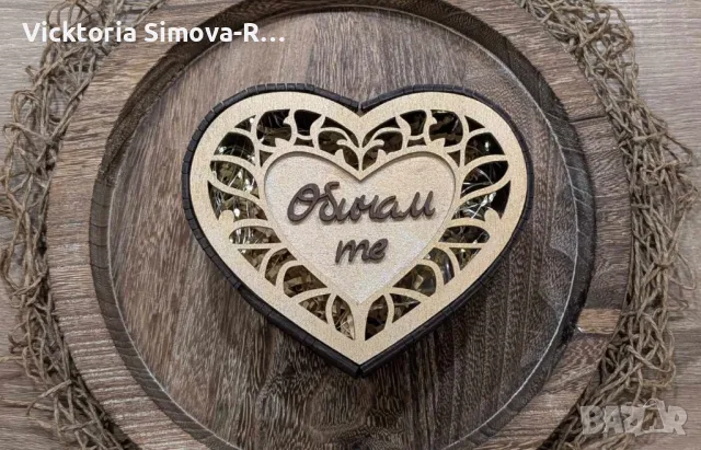 Дървени: Роза, Роза с  кутия и Кутия сърце за бонбони/бижу, снимка 4 - Декорация за дома - 48982019