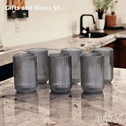 Нова серия чаши в графитен цвят и релефно стъкло, снимка 2 - Чаши - 53895998