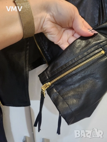 Кожено яке с златни елементи , снимка 6 - Якета - 51946775