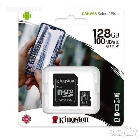 ФЛАШ КАРТА SD MICRO 128GB KINGSTON SDCS2/128GB, MicroSDXC, 128GB Canvas Select Plus 100R A1 C10 Card, снимка 3 - Друга електроника - 30633883