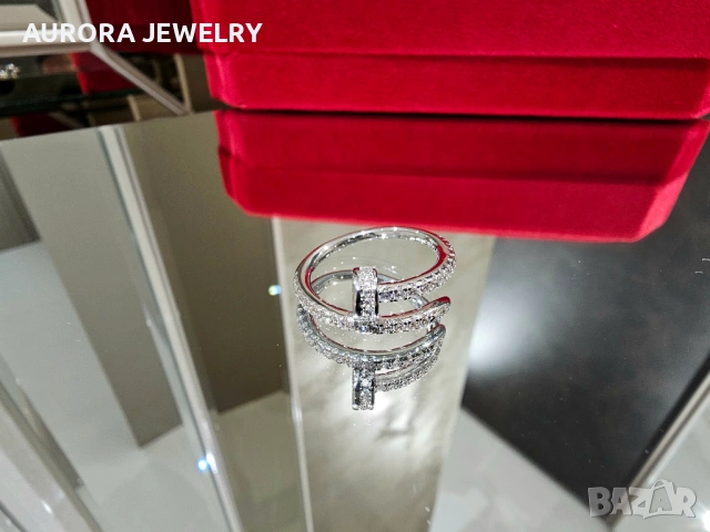 CARTIER Nail Juste un Clou Silver Small Paved Diamonds Пръстен Пирон, снимка 2 - Пръстени - 53193705