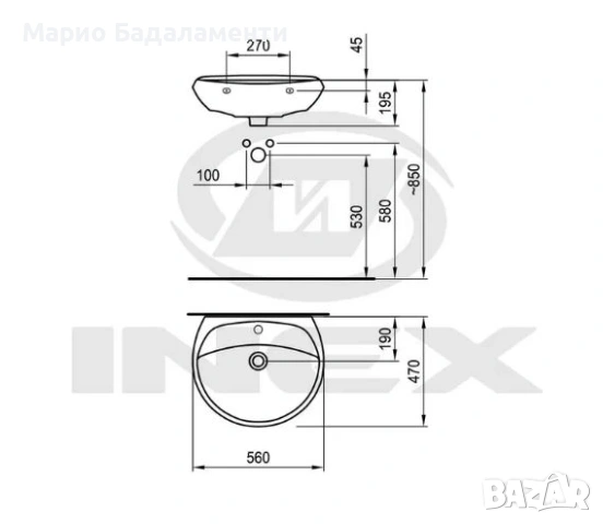 Мивка за баня Classic-56, снимка 2 - Мивки - 54236278