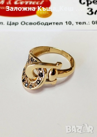 Златен дамски пръстен 14К.Тегло 3.64 гр.Размер 56.Цена 275 € (537.85 лв.), снимка 2 - Пръстени - 52986176