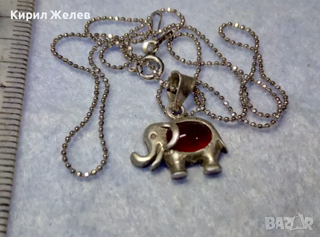 СКЪПОЦЕННО СРЕБЪРНО СЛОНЧЕ КОЛИЕ с ФИГУРАЛЕН АРТ ПЕНДАНТ с НЕЖНА СРЕБЪРНА ВЕРИЖКА СРЕБРО 925 25778, снимка 2 - Колиета, медальони, синджири - 50354733