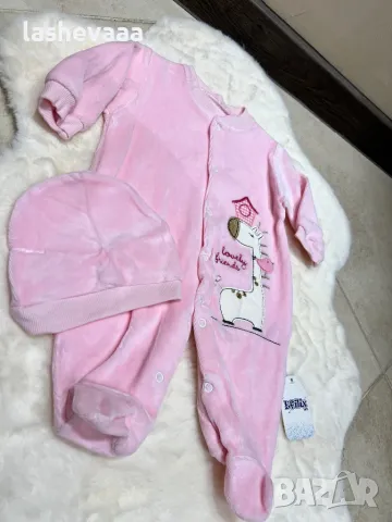 Бебешки ромпъри с шапки, снимка 2 - Комплекти за бебе - 47708734