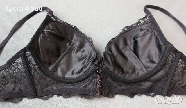 75В черен сутиен с дантела и твърди чашки, снимка 5 - Бельо - 44446009