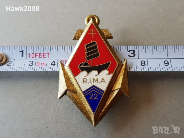 Френска военноморска емайлирана значка R.I.M.A 22 медал, снимка 6 - Колекции - 40285890