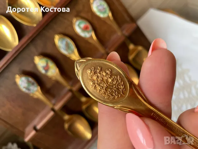 Красиви позлатени лъжички от Англия с пеперуди, снимка 8 - Антикварни и старинни предмети - 50211511