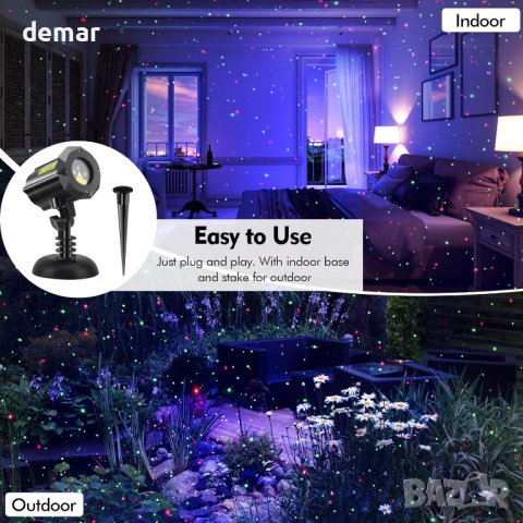 Poeland Външен звезден проектор, коледни светлини Motion Firefly LED, снимка 5 - Декорация за дома - 42838916