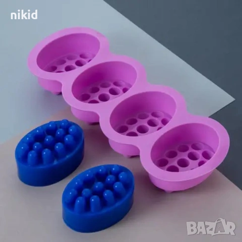 четворен Силиконов молд форма калъп за направа на ексфолиращ масажен масажиращ  сапун , снимка 3 - Форми - 30111202