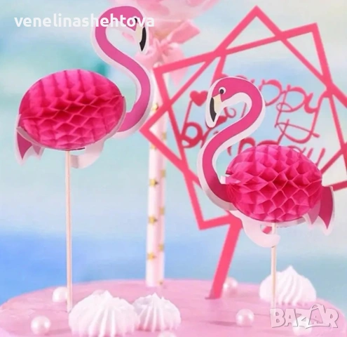 3D фламинго ананас хавайски топер на клечка разтварящи декорация торта мъфини , снимка 3 - Други - 54237663