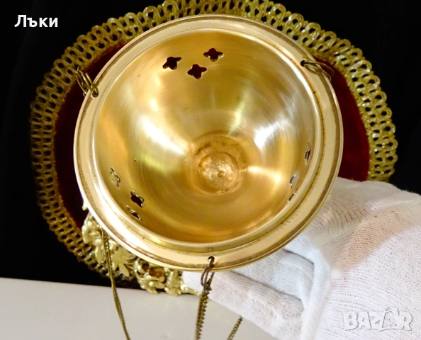 Висящо бронзово кадило,кадилница,кандило,тамянник. , снимка 7 - Антикварни и старинни предмети - 52967535